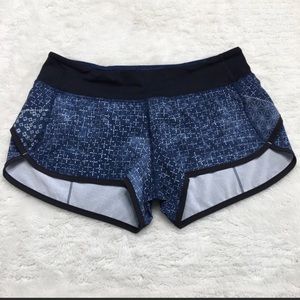EUC Lululemon women's Speed Short Sashiko Exploded Sashico Cross Inkwell Ghost 6